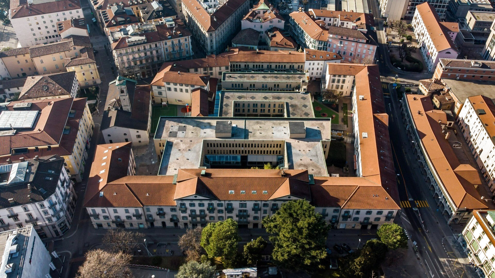 Veduta aerea del Quartiere Maghetti a Lugano